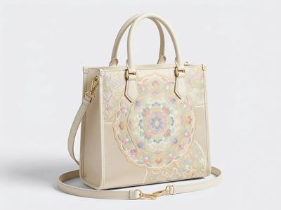 Shu Brocade Noble-Peony Mandala Vertical Tote Bag