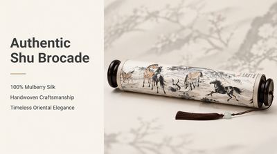 Shu-Brocade Ten Horses Scroll | Auspicious Oriental Silk Wall Art