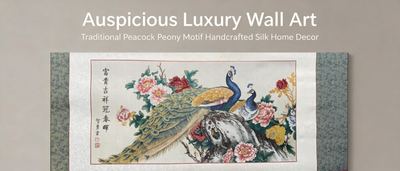 Shu-Brocade Peacock & Peony Scroll・Auspicious Oriental Silk Art