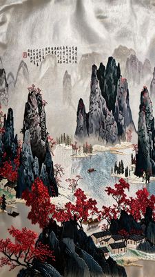 Shu Brocade Li-River Landscape Hanging Scroll