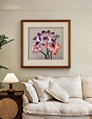Shu Brocade Color-Lotus Framed Wall Art