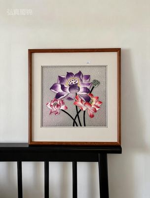Shu Brocade Color-Lotus Framed Wall Art