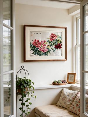 Shu-Brocade Prosperous Peonies · Framed Silk Artwork
