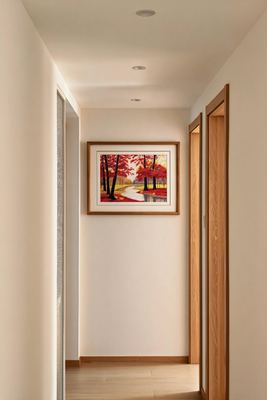 Shu-Brocade Autumn Stream & Red Maples · Framed Scenic Silk Art