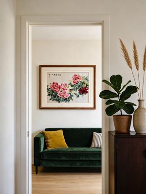 Shu-Brocade Prosperous Peonies · Framed Silk Artwork