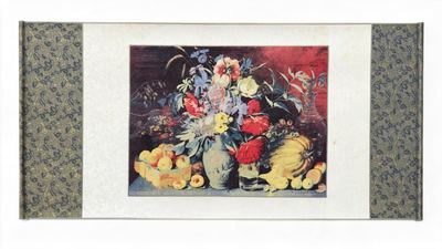 Shu-Brocade Western Still-Life Scroll | East-West Fusion Silk Artwork