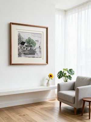 Shu-Brocade Spring Dwelling in Jiangnan · Square Framed Silk Art