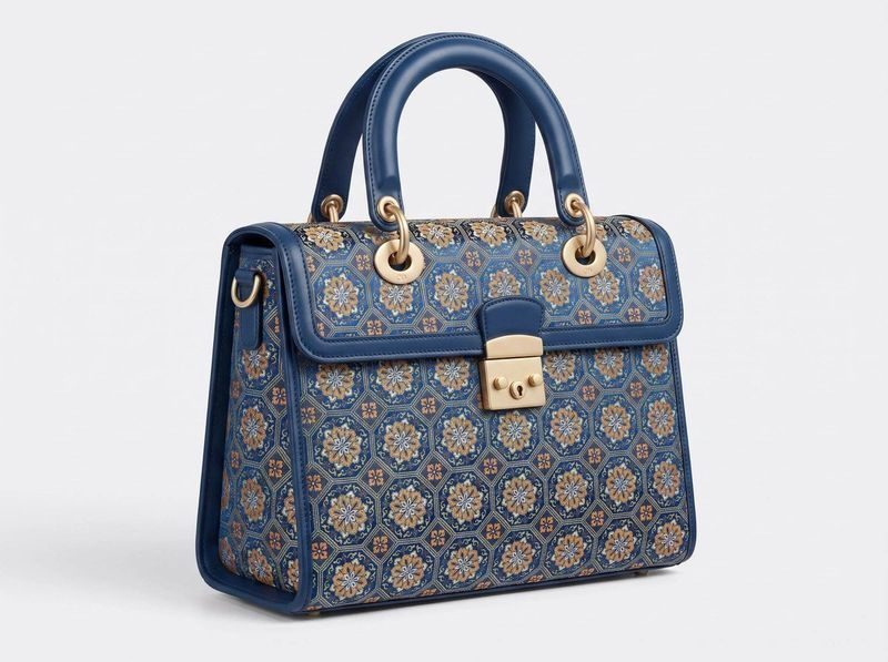 Shu Brocade Treasure-Flower Geometric Top-Handle Handbag