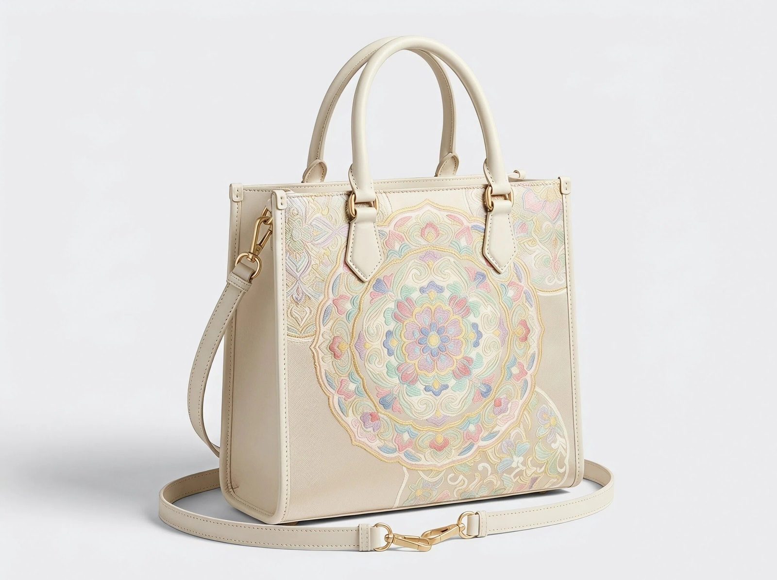 Shu Brocade Noble-Peony Mandala Vertical Tote Bag