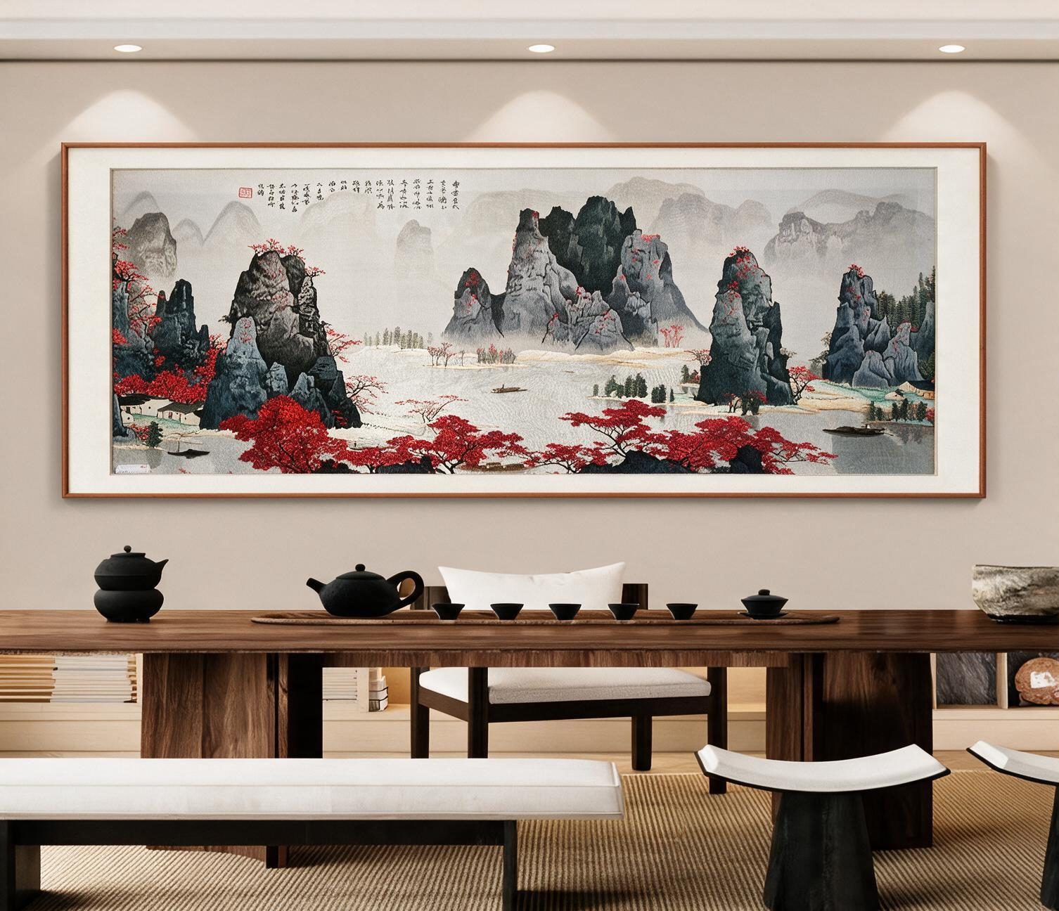 Shu Brocade Li-River Landscape Hanging Scroll