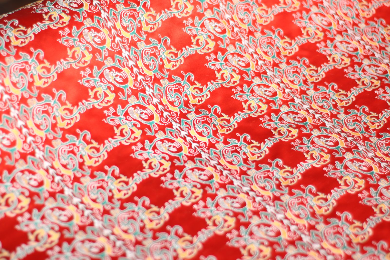 Vibrant Red Dragon Shu Brocade