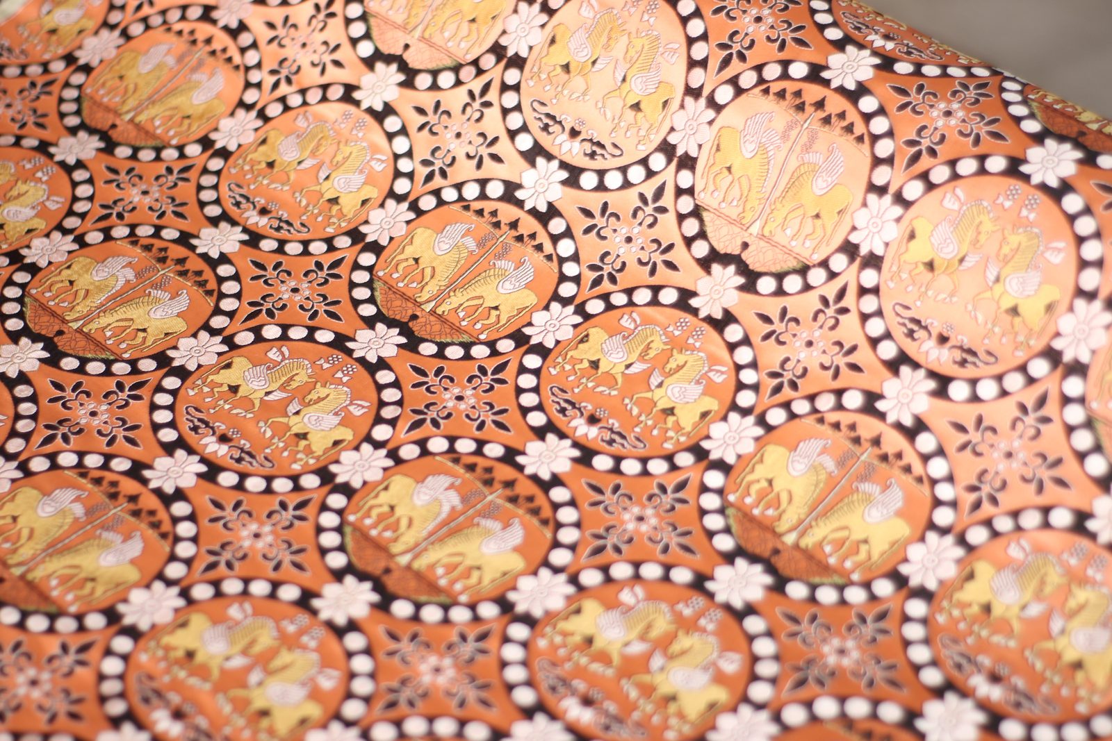 Pearl Roundel Winged Horse Shu Brocade Fabric | Custom by the Meter