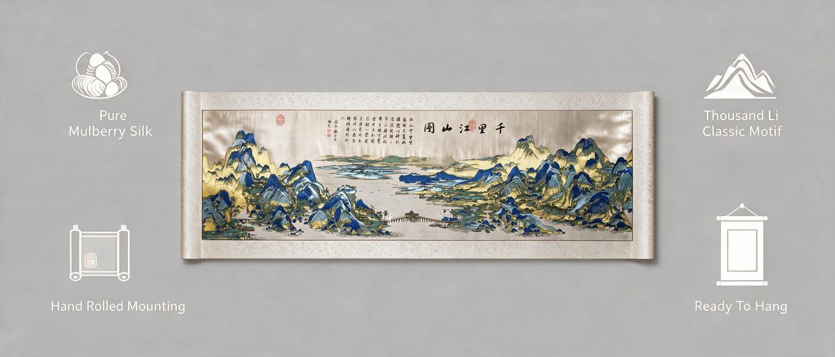 Shu‑Brocade A Thousand Li of Rivers and Mountains・Iconic Song‑Dynasty Silk Scroll